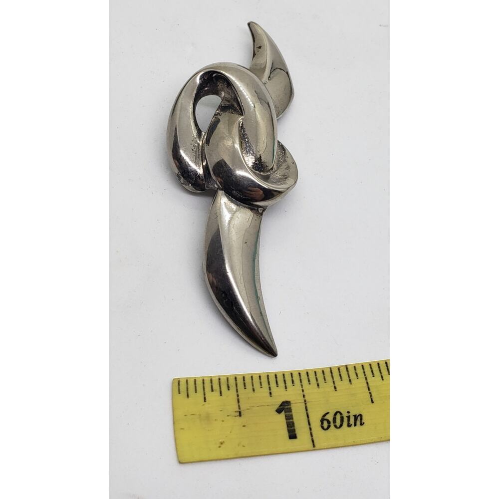 Vintage Givenchy Love Knot Brooch Signed 1970s Designer Silver Metal Pin - Picture 10 of 10